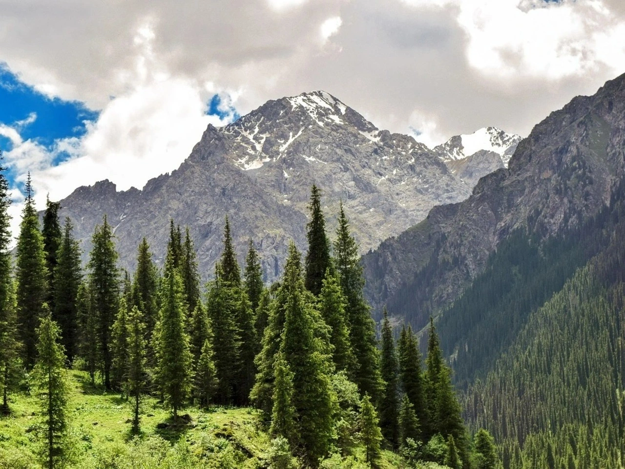 Snow-capped Tian Shan mountains above Almaty, Kazakhstan