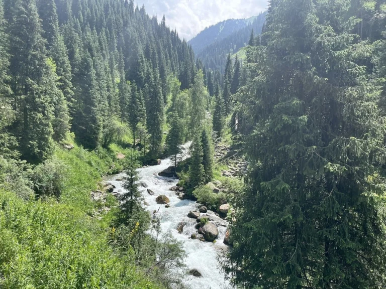 Mountain scenery on the Alma Arasan hot springs tour from Almaty