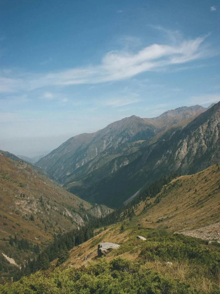 Mountain valley trail in Turgen Gorge, Kazakhstan