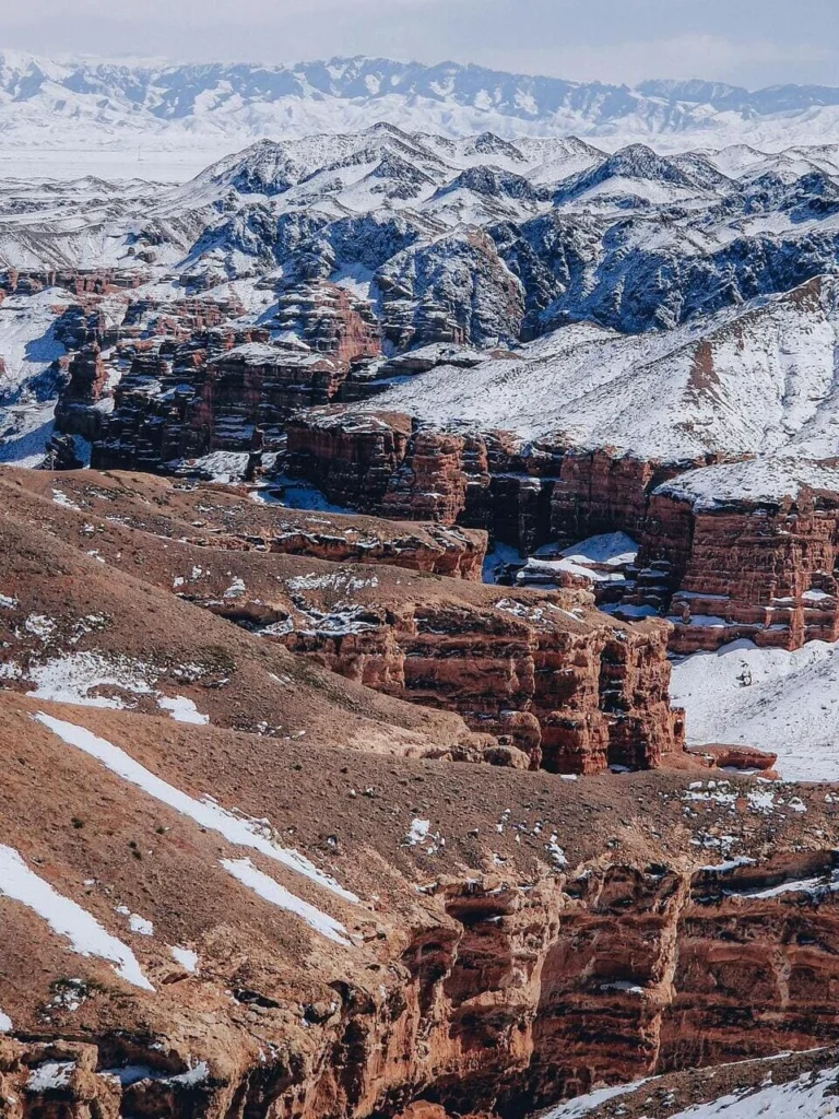 Massive canyon walls and desert landscape of Black Canyon Kazakhstan