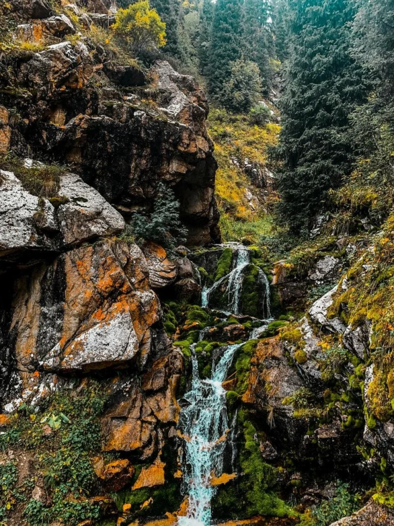Turgen Gorge waterfall in the forest near Almaty, Kazakhstan