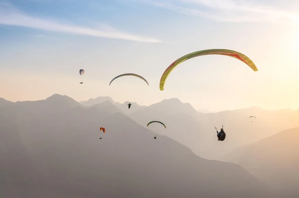 Tandem paragliding above Almaty