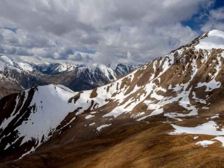 Winter forest and river scenery in Ile-Alatau National Park, Kazakhstan