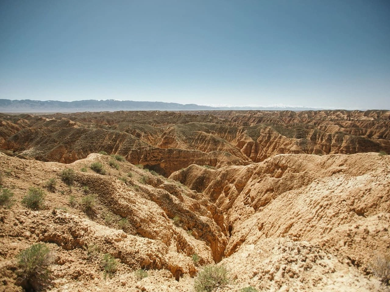 Scenic hiking trail through the Valley of Castles at Charyn Canyon National Park.